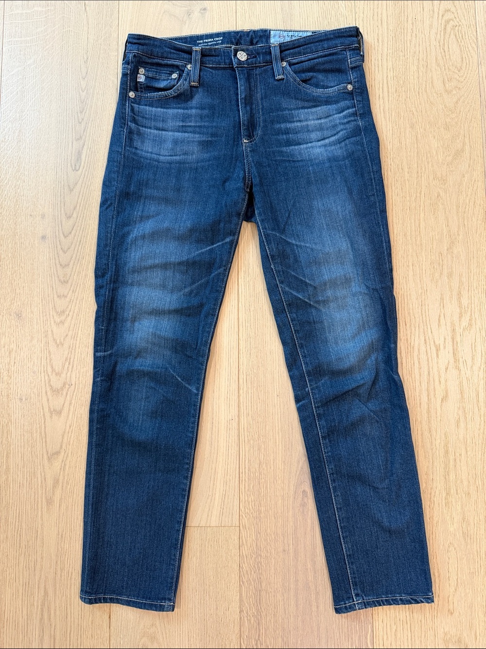 Ag Adriano Goldschmied The Prima Crop Mid-Rise Jeans - Blue Denim Size 27